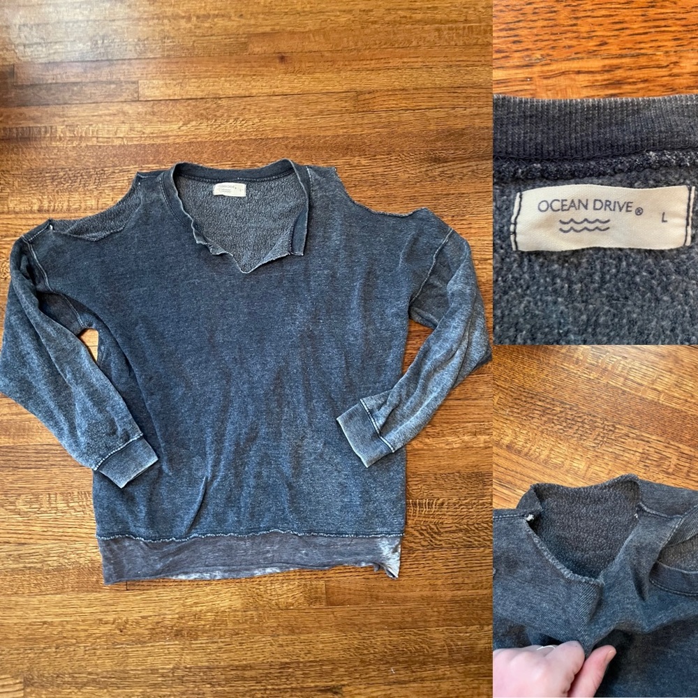 ocean drive sweatshirt with shoulder cut outs !!
